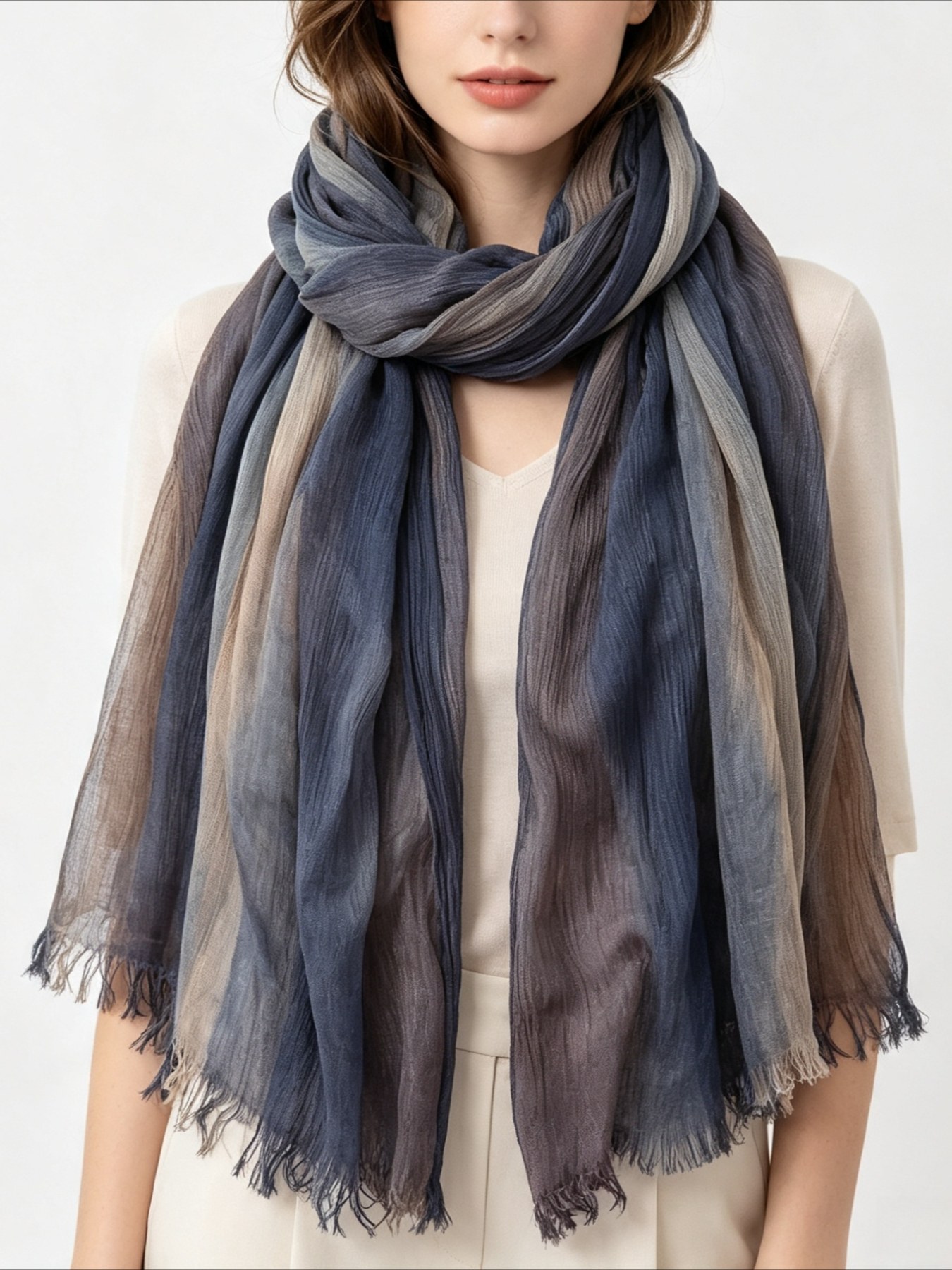 Vintage Fashion Shop - 1 stuk Dames Vintage Verloopgestreepte Hijab