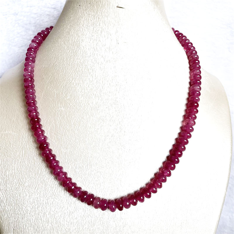 Vintage Fashion Wholesale - 5*8MM Ovale Roze Rode Rubellite Ketting