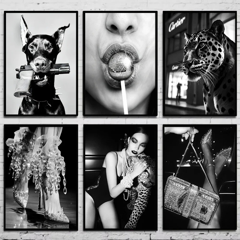 Vintage Fashion Art - Zwart-wit Mode Vintage Fotografie Poster Vrouwen