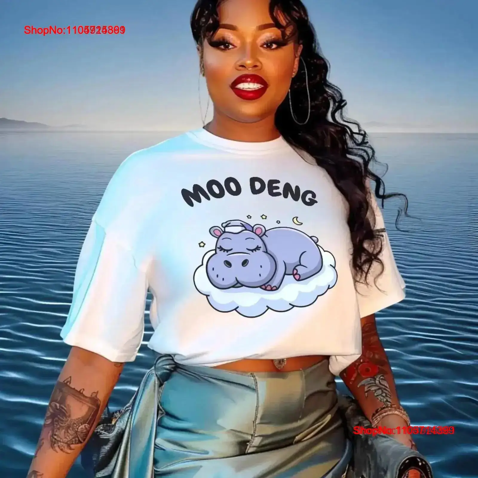 Quirky Vintage Fashion - Grappige Hippo Moo Deng T-shirt Eigenzinnige