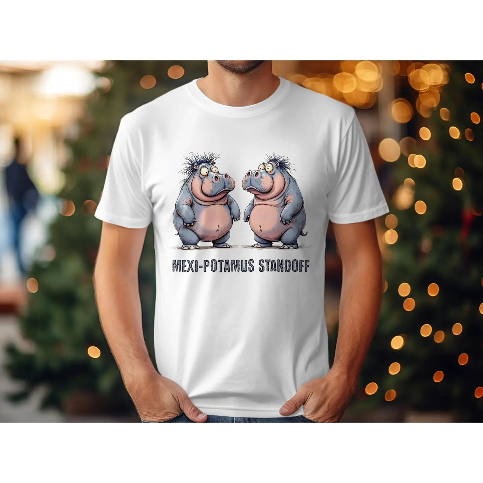 Quirky Vintage Fashion - Grappige Hippo T-shirt Mexi Potamus Standoff