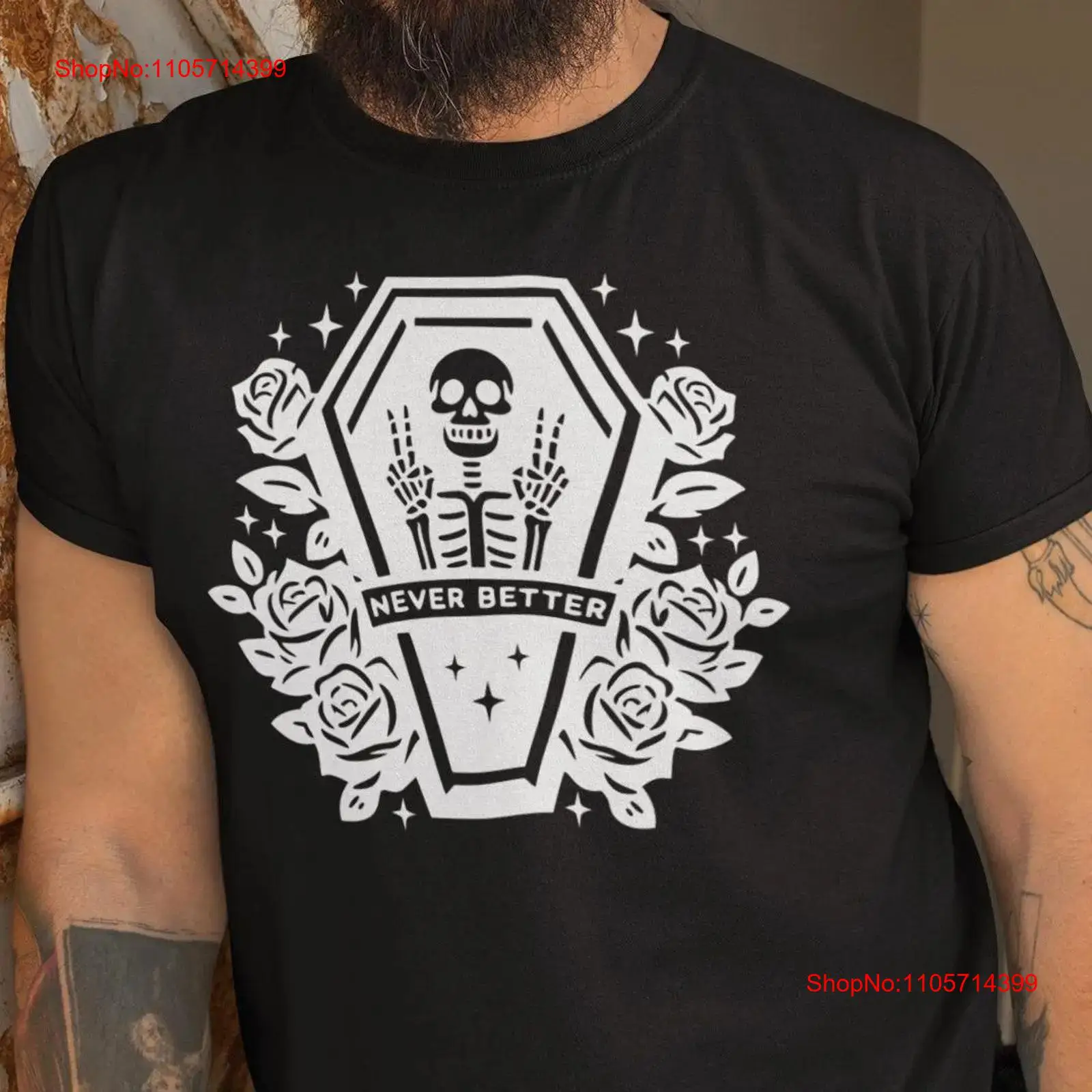 Quirky Vintage Fashion - Nooit beter T-shirt Sarcastisch skelet dat