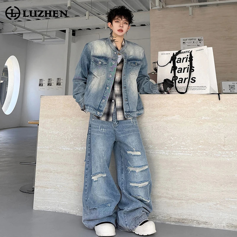 Vintage Fashion For Mens - LUZHEN 2026 Herfst Vintage Gewassen Denim
