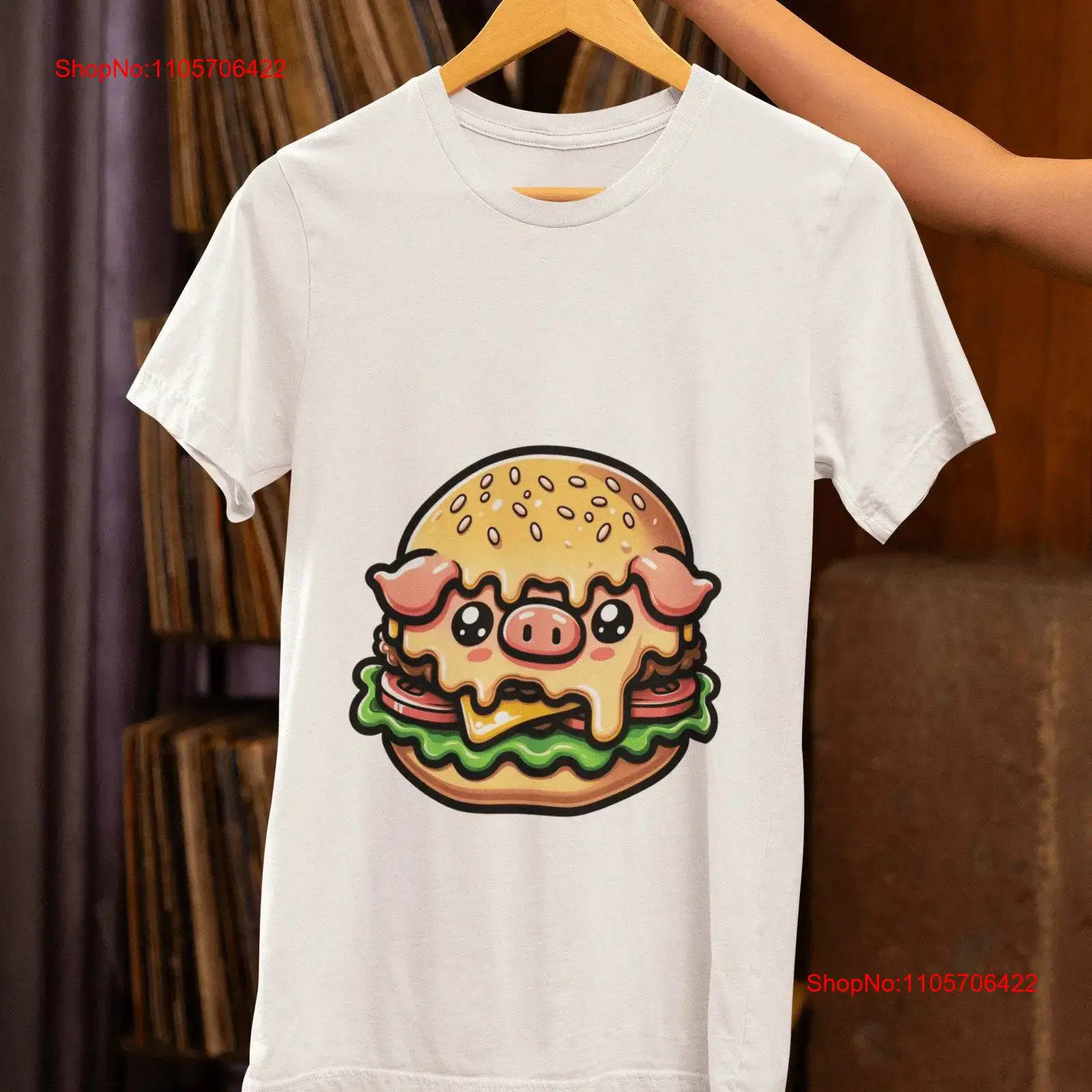 Quirky Vintage Fashion - Grillig varkensburger T-shirt schattig dier foodie
