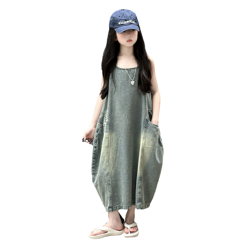 Vintage Fashion Jeans - Vintage blauwe kinderen meisjes hoge kwaliteit