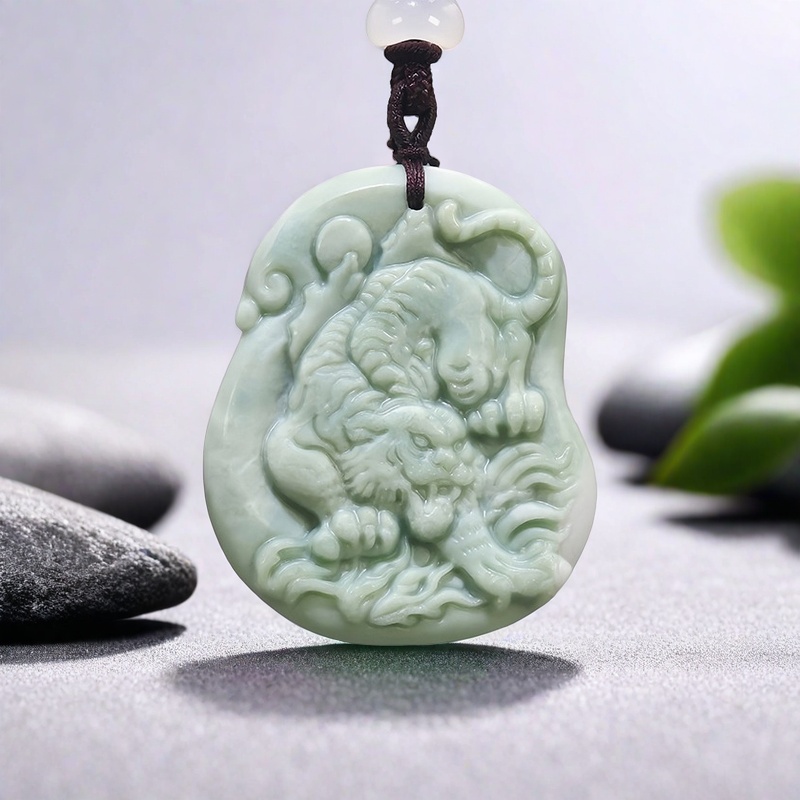 Vintage Fashion For Women - Groene natuurlijke echte jade tijger hanger