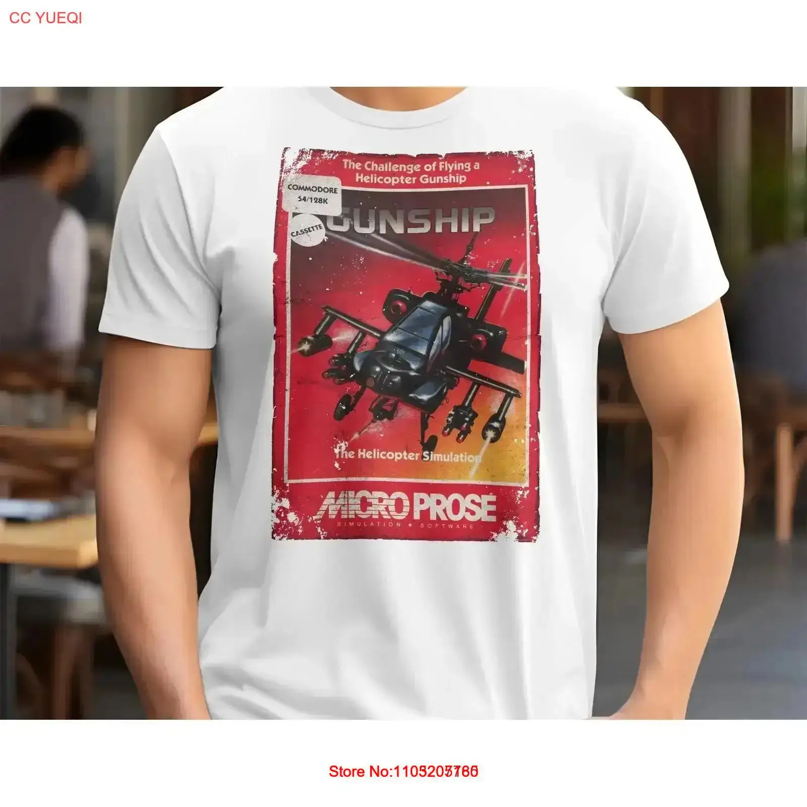 Vintage Fashion Art - Gunship 8-bits C64 Game Art T-shirt