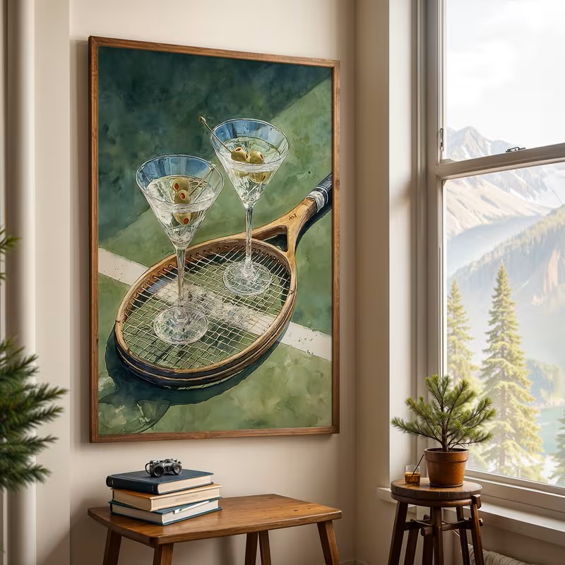 Vintage poster met tennisclubt - Vintage Fashion Art recensie en prijs