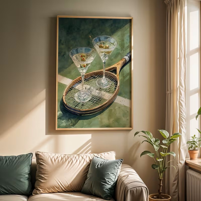 Vintage poster met tennisclubt - Vintage Fashion Art recensie en prijs